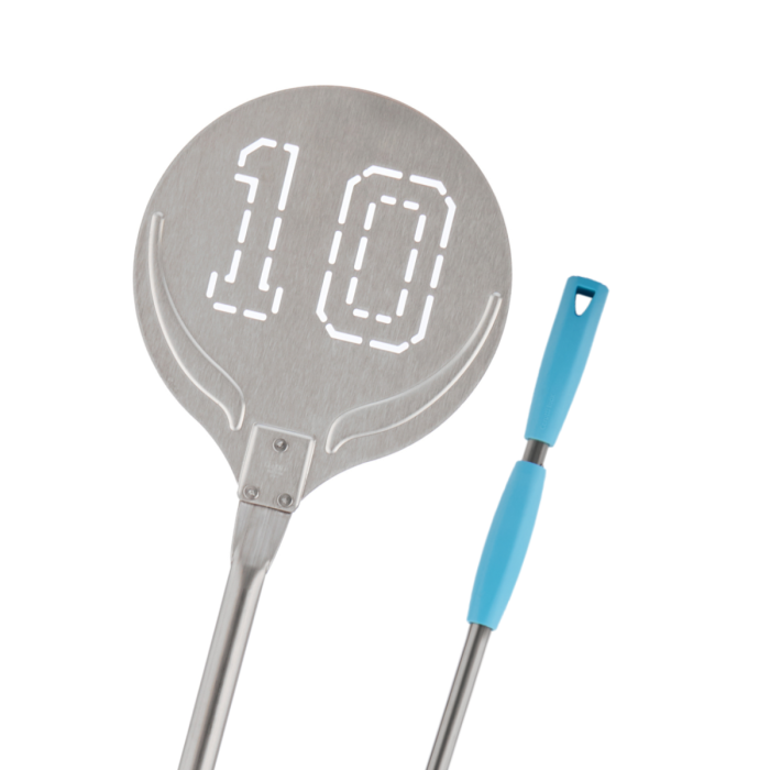 Pala a sfornare in acciaio inox con manico scorrevole azzurro