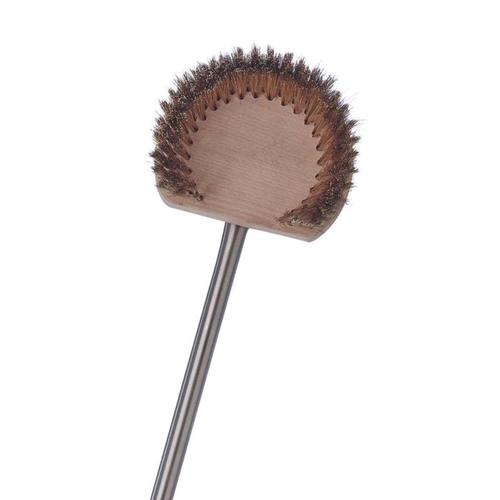 Spazzola tonda in legno setole in ottone con manico grigio in acciaio inox 18/10