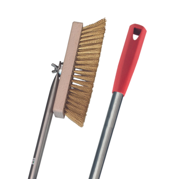 Spazzola setole in ottone con manico rosso in inox 18/10