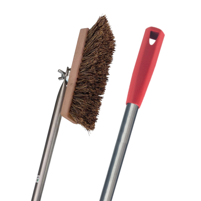 Spazzola con setole naturali con manico rosso in acciaio inox 18/10