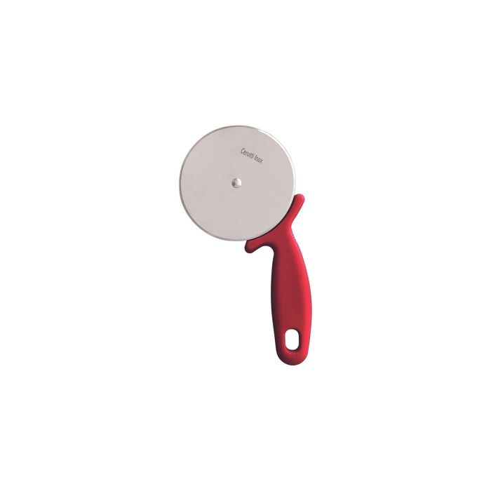 Rotella tagliapizza in acciaio inox. con manico in plastica rosso. lama 0.7mm. 20xØ10 cm