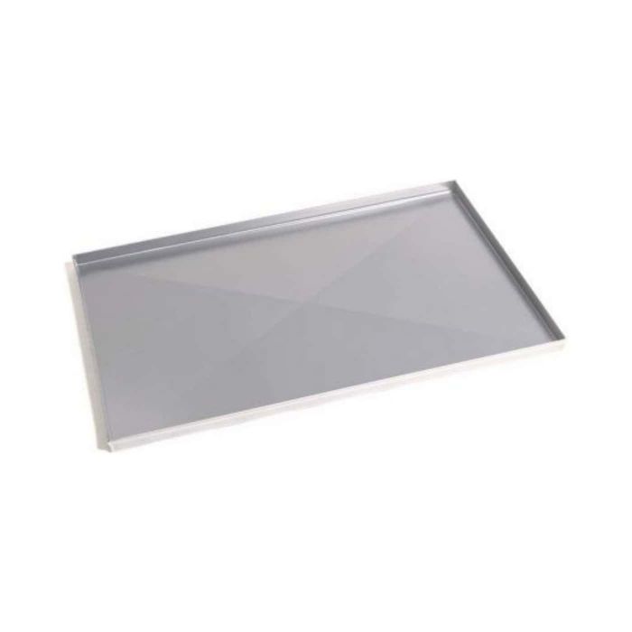 Teglia rettangolare in ferro alluminato con pareti svasate. rinforzo X antideformazione. 60x40x3 cm