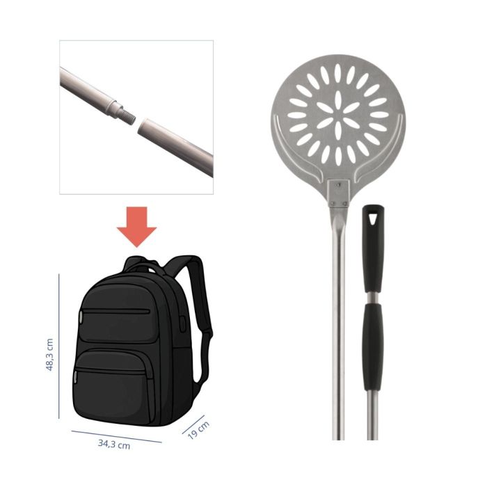 Pala pizza a sfornare GRIGIO versione smontabile per zaino da viaggio 