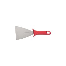 Raschiatore in acciaio inox. con manico in plastica rosso. 12.5x10 cm