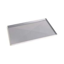 Teglia rettangolare in ferro alluminato con pareti svasate. rinforzo X antideformazione. 60x40x3 cm